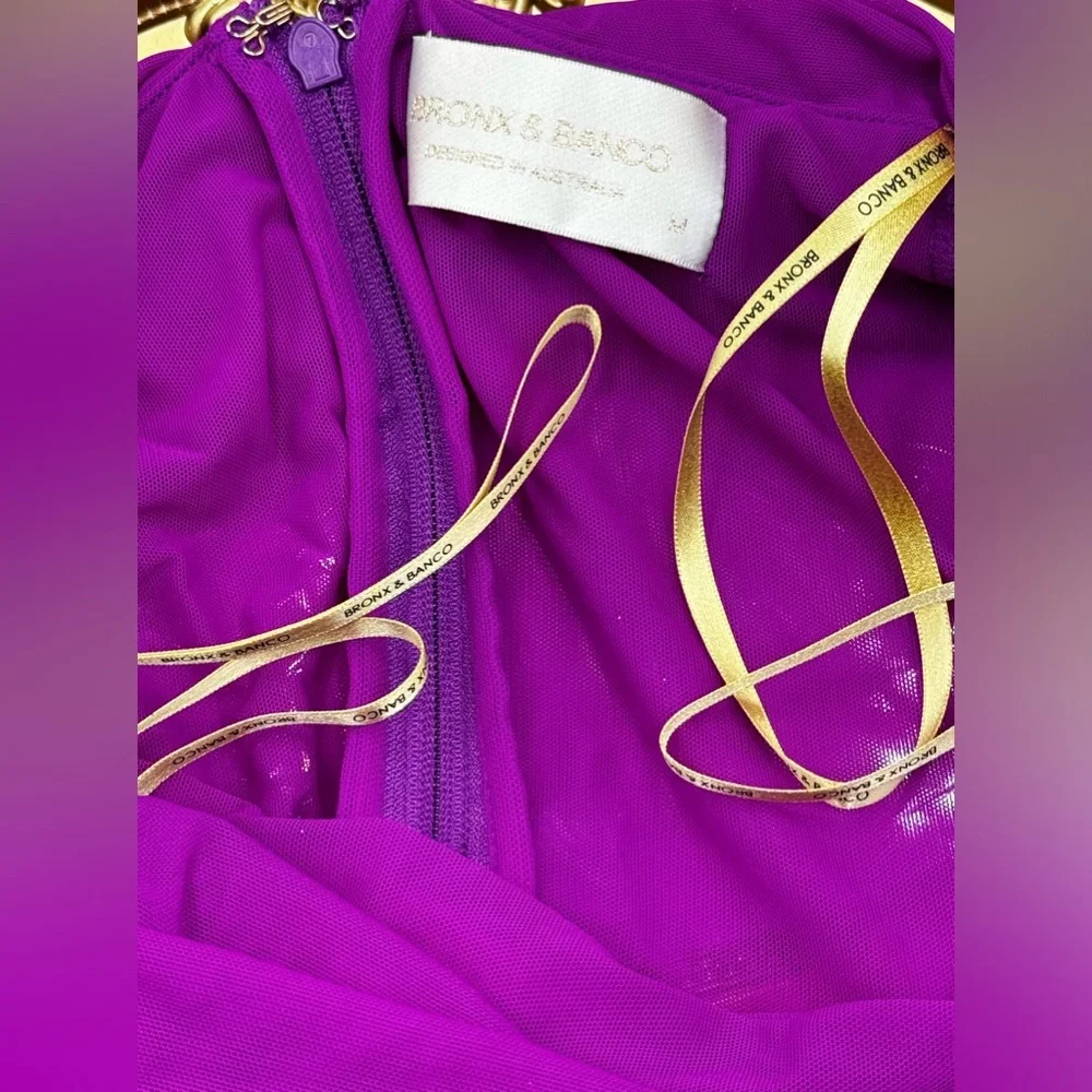 🆕 BRONX & BANCO 🧿 NWOT Monica Off-Shoulder Gown, Fuschia - Sz M - US 6 - Picture 12 of 15